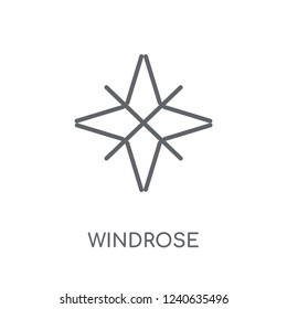Windrose linear icon. Modern outline Windrose logo concept on white background from camping collection. Suitable for use on web apps, mobile apps and print media.