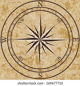 Windrose on old paper, EPS10 - vector graphics.