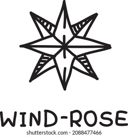 Wind-Rose. Sketchy hand-drawn vector illustration.