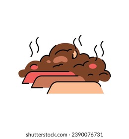 Windrow composting color line icon. Composting. Vector isolated element. Editable stroke.