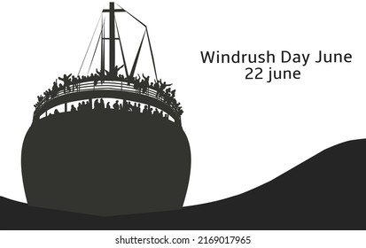 Windrush Day June 22, vector silhouette