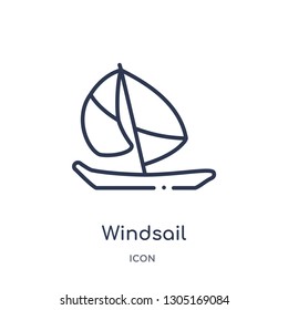 windsail icon from nautical outline collection. Thin line windsail icon isolated on white background.