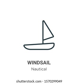 Windsail outline vector icon. Thin line black windsail icon, flat vector simple element illustration from editable nautical concept isolated on white background
