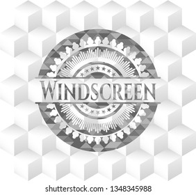Windscreen grey badge with geometric cube white background