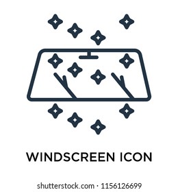 Windscreen icon vector isolated on white background, Windscreen transparent sign , line symbol or linear element design in outline style