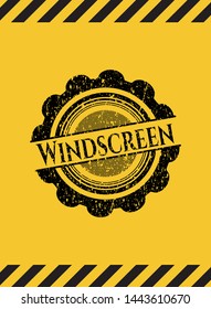 Windscreen inside warning sign, black grunge emblem. Vector Illustration. Detailed.