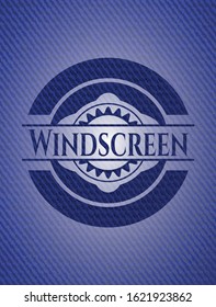 Windscreen jean or denim emblem or badge background. Vector Illustration. Detailed.