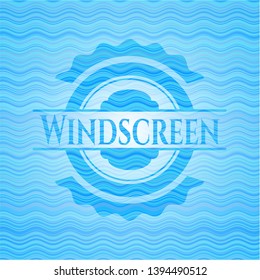 Windscreen light blue water wave style emblem. Vector Illustration. Detailed.