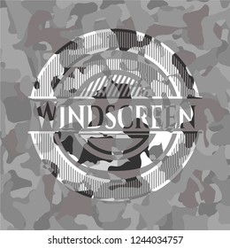 Windscreen on grey camo texture
