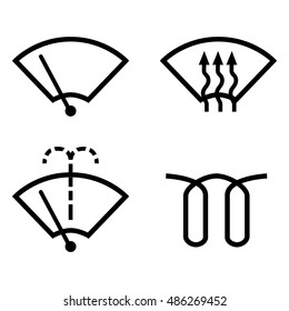 windscreen wipers. Car dashboard panel indicators.