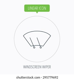 Windscreen wipers icon. Windshield sign. Linear outline circle button. Vector