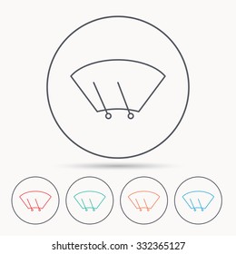 Windscreen wipers icon. Windshield sign. Linear circle icons.