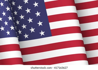 Wind-shaken USA flag. National symbols of the United States of America