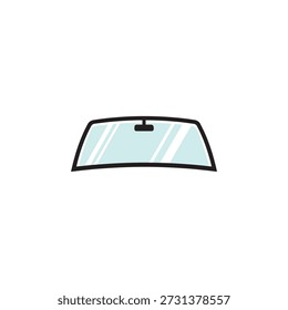 Diseño de Vector plano del icono del vidrio del coche del parabrisas.