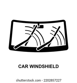 Windshield Car Glass Icon Isolated On White Background Vector Illustration.