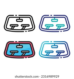 Windshield car icon design in four variation color