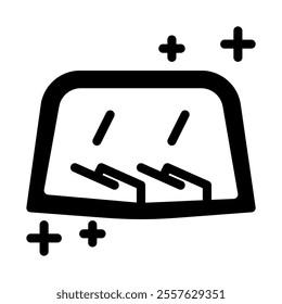 Windshield car icon solid style transparent