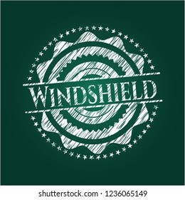 Windshield chalk emblem written on a blackboard