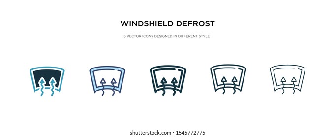 windshield defrost icon in different style vector illustration. two colored and black windshield defrost vector icons designed in filled, outline, line and stroke style can be used for web, mobile,