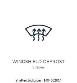 Windshield defrost icon. Thin linear windshield defrost outline icon isolated on white background from shapes collection. Line vector sign, symbol for web and mobile