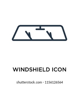 Windshield icon vector isolated on white background, Windshield transparent sign , line symbol or linear element design in outline style