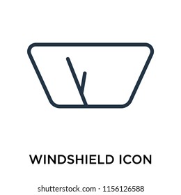 Windshield icon vector isolated on white background, Windshield transparent sign , line symbol or linear element design in outline style