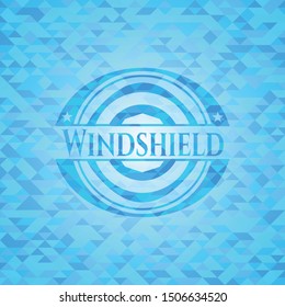 Windshield realistic sky blue emblem. Mosaic background