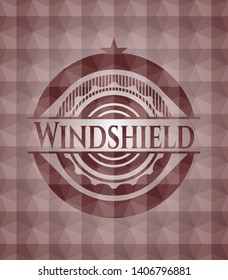 Windshield red seamless badge with geometric pattern background.