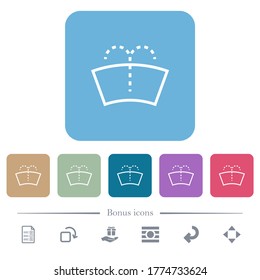 Windshield washer white flat icons on color rounded square backgrounds. 6 bonus icons included