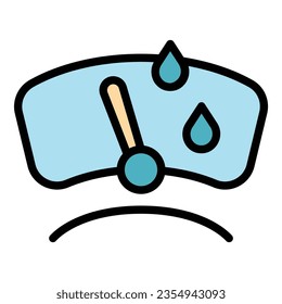 Windshield wiper icon outline vector. Car windscreen. Glass window color flat