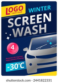 Windshield wiper label template for ice, dirt. Concept of cleaning products, screen washing, polishing, nano coatings 