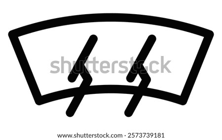 Windshield wiper in minimalistic outline style. Editable stroke.