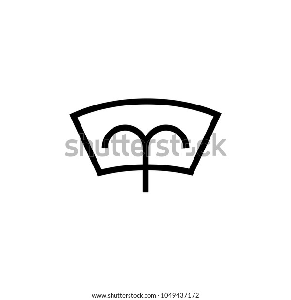 Windshield Wiper and Washer. Flat Vector Icon.\
Simple black symbol on white\
background