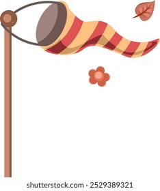 Windsock with Fallen Leaf and Flower Illustration