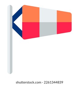Windsock in flat icon. Wind direction, indicator