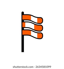 Windsock icon depicts blowing wind weather illustration simple graphic