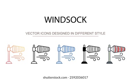 Windsock icon design with white background stock illustration