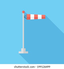 Windsock icon. Flat design style modern vector illustration. Isolated on stylish color background. Flat long shadow icon. Elements in flat design.