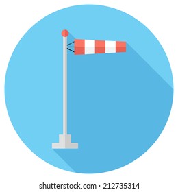 Windsock icon. Flat design style modern vector illustration. Isolated on stylish color background. Flat long shadow icon. Elements in flat design.