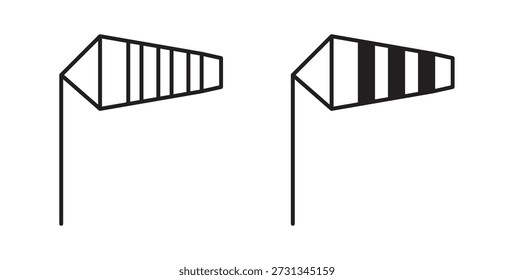 Icono de Windsock con glifo y línea. iconos vectoriales negros para interfaz de usuario de Web