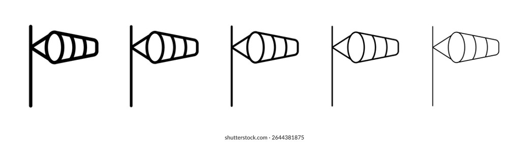 Ícone de Windsock conjunto gráfico. estilo de linha de traçado moderno