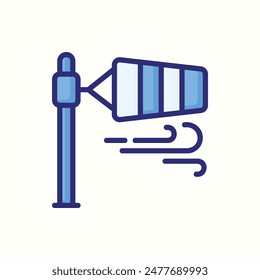 Windsock-Symbol, isoliertes blaues Umrisssymbol