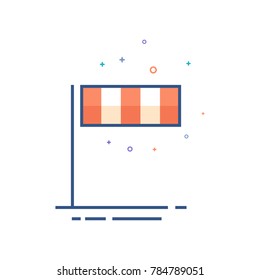 Windsock icon in outlined flat color style. Vector illustration.