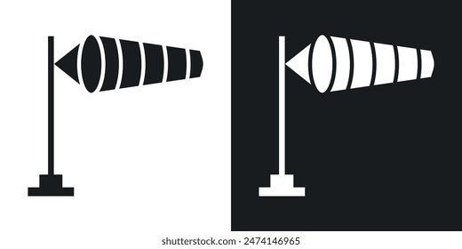 Windsock icon set. Windvane flag vector symbol. Wind speed indicator flag sign.