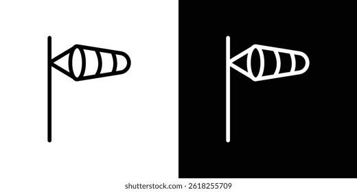 Windsock icon shape graphic simple plain clipart symbol. thin line outline art