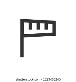 Windsock icon in thick outline style. Black and white monochrome vector illustration.
