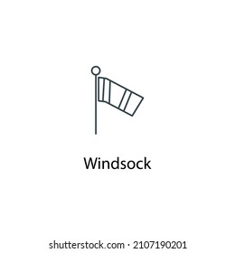 Windsock icon thin line stock illustration. Weather forecast line icon, isolated on white background, weather stroked symbol. 