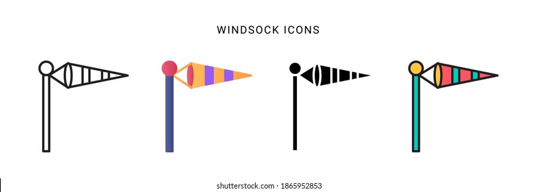 windsock icon vector with different style design. isolated on white background