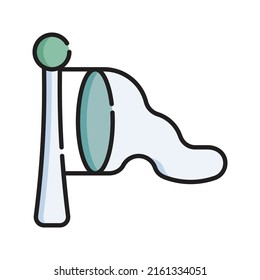 Windsock Icon Vector Illustration. Flat Outline Cartoon. Winter Sport Icon Concept Isolated Premium Vector