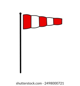 Icono de Windstock. Dirección del viento que indica la Ilustración vectorial plana del diseño del icono